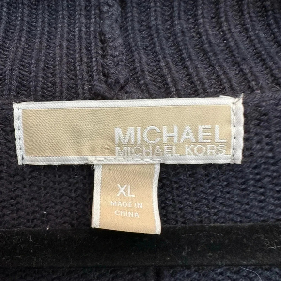 MICHAEL Michael Kors Dark Navy Cardigan Sweater Gold Clasp Closure Size XL - Picture 8 of 10